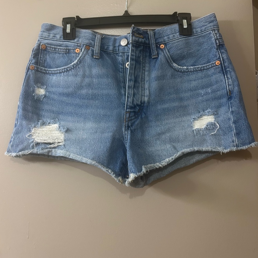Madewell Blue Jean Shorts Distressed Cut-Off Style